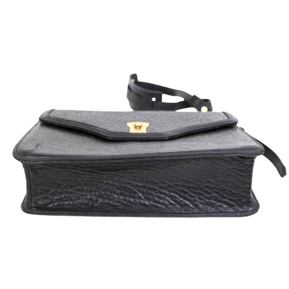 Me Char PEBBLED BLACK GENUINE LEATHER FLAP X-BODY SHOULDER BAG ORGANIZER PURSE - Picture 5 of 13